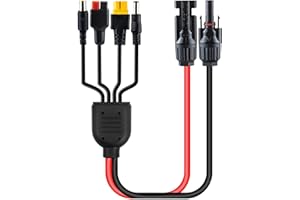 Leehitech 4 in 1 Solarladekabel Universal Solarstecker auf Anderson/XT60/DC7909/DC5521 Stecker Adapter Solar 12AWG/16AWG Kabel für Solarpanel, Tragbare Powerstation, Solargeneratoren, 1M