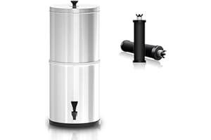LIXA-DA Lixada Seau de Filtration d'eau de Système de Filtre à Eau par Gravité Système de Filtration d'eau Avec 2 éléments de Filtrage, Acier Inoxydable 2,38 gallons Pour le camping en et la famille
