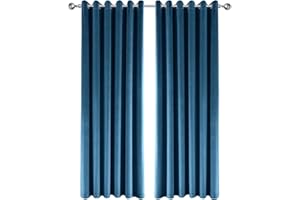 IR IMPERIAL ROOMS Imperial Rooms Navy Crushed Velvet Curtains 66x72 Blackout Window Curtain Fully Lined Super Soft Eyelet Curtains 2 Panels with Matching Tie Backs (168cm x 183cm)