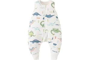 Duomiaomiao Schlafsack mit füßen 1.0 tog, Ganzjahres Baby Baumwolle, Schlafsack mit Beinen, Baby Schlafsack mit füß ganzjahres Unisex（75/Dinosaurier）