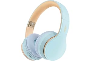 LOBKIN Cuffie Bluetooth Grandi, Cuffie Bluetooth 5.0 Wireless,cuffie over ear bluetooth,cuffie bluetooth bambina/bambino/adulto con microfono per tv,musica,pc,gaming (Cielo blu)