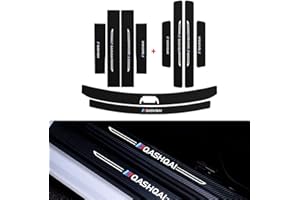 ENFILY Car Carbon Fiber Door Sill Kick Plates Protector +Rear Guard Plate for NISSAN QASHQAI 2008-2015, Welcome Pedal, Scuff Guard Non-Slip Auto Styling Decoration Stickers Accessory(10Pcs) (08-15)
