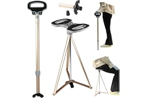 PLOGGING Sedia a canna portatile a pogging pieghevole, bastoncino a piedi leggero con sedile, bastone robusto del treppiede per uomini e donne con sacchetto da viaggio, canna da passeggio con sedile