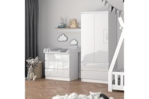 ‎VICCO Vicco Wickelkommode Emma, Wickelaufsatz für die Kommode, Weiß, 80 x 85.4 cm mit 3 Schubladen