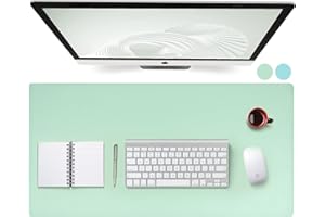 Propog Tappetino Scrivania Grande, Sottomano Scrivania Impermeabile Similpelle PU Tappeto Scrivania Fficio Accessori Scrivania Mouse Pad Copri Scrivania - 70 X 35 cm Blu & Verde