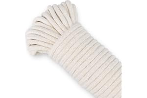 ENENES Allzweck Natürliches Geflochtenes Baumwollseil 6 MM 65 Füße Baumwollleine für DIY Seilkorb/Matte als Kerzenersatz Wick Selbst Gießseil für Topfpflanzen