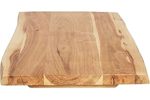 ‎SAM SAM Tischplatte 60x40 cm Curtis, Holzplatte Akazienholz massiv + naturfarben + lackiert, Baumkanten-Platte für Heimwerker, Arbeitsplatten, Tische & Fensterbretter