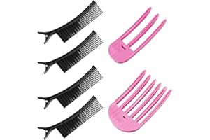 SUEVUT 6-teiliges Set-4 Pcs Sectioning Hair Clips + 2pcs Wind Shaping Styling Combs for Fluffy Bangs Hair Styling Accessories for Salon Home Hair Cutting Coloring Haircuts Dying Hair DIY Accessories