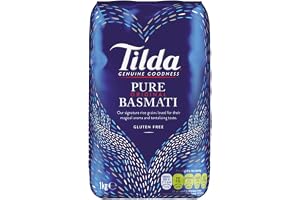 Tilda Pure Original Basmati Rice, 1-pack (1 x 1 kg), premium basmatiris, långkornigt ris, vegansk och naturligt glutenfri