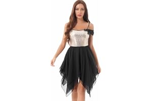 ranrann Vestido Tirantes de Ballet Gasa para Mujer Irregular Vestido Largo de Danza Lírica Contemporánea Traje Baile de Salón Latino Tango Dancewear