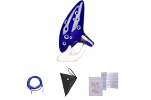 Accfore Zelda - Ocarina con libro delle canzoni della leggenda di Zelda, a 12 fori, in Do contralto, con scatola regalo, espositore a forma di mano, cordino da collo e custodia protettiva nera (blu)