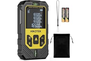 NIKOTEK Medición Láser, Medidor de Distancia Láser IP54 Telémetro de Herramienta de Medición Digital Portátil con Niveles de Burbuja y Pantalla LCD de 4 líneas (2 * Batería Incluida)