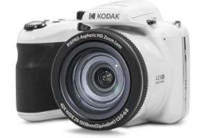 KODAK Pixpro Astro Zoom AZ425 - Digitale Bridge-Kamera, 42X optischer Zoom, 24 mm Weitwinkel, 20 Megapixel, 3-Zoll-LCD, Full HD 1080p Video, Li-Ionen-Akku - Weiß
