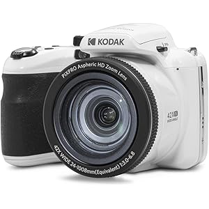 KODAK PIXPRO AZ425-WH 20MP Digital Camera 42X Optical Zoom 24mm Wide Angle Lens 1080P Full HD Video Optical Image Stabilization Li-Ion Battery 3\