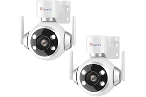 Ctronics Caméra Surveillance WiFi Exterieure, PTZ Caméra IP WiFi avec Suivi Auto Détection Humaine, 30M Vision Nocturne Couleur 1080P, Audio Bidirectionnel, 3 Méthodes d'Installation, IP66 (2P)