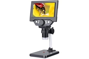 Koolertron Microscopio Digital 5.5 Pollici HD 1080P,LCD Electronico Microscopio Bambini 50-1000X,8 Luci LED Portatile