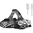 SUPER TOY 5IN1 LED Motion Sensor Head Torch USB Rechargeable Headlamp Head Lamp with Adjustable Strap for Cycling, Camping, Trekking