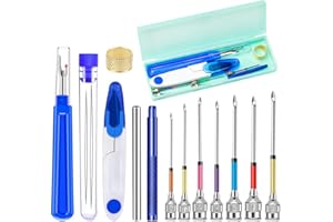 LUOKEFE Needle Punch Tool Kit, 16 Pieces Punch Needle Tool, Punch Needle Supplies with Embroidery Tool Case, 2 Sizes Punch Needle Threader with Storage Tube, Big Seam Ripper, Scissors for Floss Poking