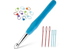 ENCHOL 10 mm Crochet Hook, Soft Handle Aluminum Crochet Hook, Ergonomic Knitting Crochet Needle for Beginners Handmade DIY Knitting Crochet