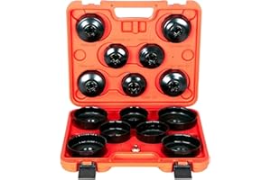 DAYUAN 15 Tlg. Universal Ölfilter Schlüssel Set Ölfilterkappen 65-100mm 3/8 & 1/2 Adapter für alle Ölfiltertypen Profi