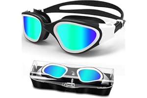 HOTSRACE Gafas de natación polarizadas Anti-vaho Protección UV Impermeable, Gafas Natación visión Clara fáciles de Ajustar para Hombres, Mujeres, Adultos y Adolescentes