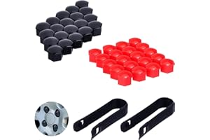 PEIYEE Rad Mutter Cap,Auto Rad Radmutter Kappe,Universal Reifen Mutter Covers,Radschrauben Silikon Kappen,Sechskant Radmutter Abdeckungen,Mit Entfernung Werkzeug füR Autos,17 mm(Schwarz: 20 Pcs,Rot: 20 Pcs)
