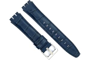 Paski do zegarkow skorzane Diloy kompatybilny z Swatch Irony i Scuba Skóra z grawerowanym Krokodylem Aligator 21-23mm Model 328