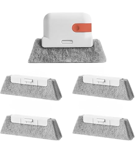 Spazzola 2 In 1 Per Pulizia Scanalature Finestre - Con Raschietto, Per Piastrelle E Guide Scorrevoli, Gialla - Foto 11