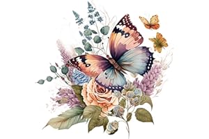 Traziewell Flower Wall Stickers Butterfly Wall Decals Plants Vinyl Wall Sticker for Home DIY Room Party and Birthday 0307