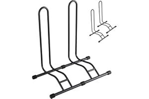 TLGREEN 2 Packs Bicycle Floor Rack Bike Parking Stand, Freestanding Double Bike Storage Rack Indoor & Outdoor, Suitable for Mountain Bike, Road Bike, for Bicycle with Wheel Diameter Max 29 Inches