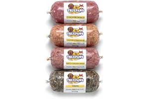 PAWSITIVE RAW FOODS Frozen Raw Dog Food Variety Pack - 24 Rolls (500g Each, 12kg Total) - Includes Chicken, Vegetables, Tripe, Beef Flavours) BARF Diet