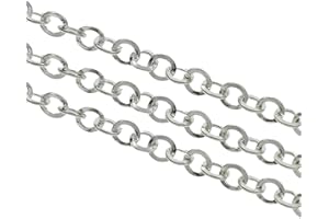 PERLIN 300 cm Cadena de Metal Cadena de eslabones 4 mm Altsilber de Metal Cadena de Metal para Manualidades K4
