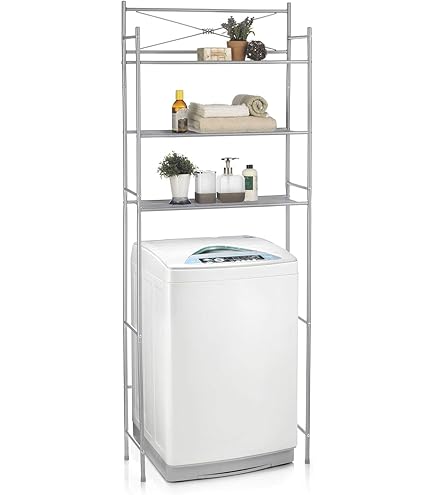 Meuble 3 Niveaux Dessus WC/machine à Laver - Gain De Place Chêne/blanc - 67x20x164cm