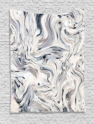 jjonepin Apartment Decor Tapestry, Japanese Marble Motif with Artisan Pigment Effects Interior Stucco Design, Wall Hanging for Bedroom Living Room Dorm, 60WX80L Inches, Beige Grey