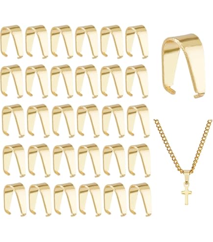 Perlin - 20 passanti per rimorchio, occhielli per catena, clip per accessori fai da te, gioielli, anelli per collier, anello per ciondolo placcato argento, 15 mm, bails M120 x 2