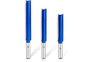 NICAVKIT 3 Stück Gerades Fräser für oberfräse 8mm Schaft,Extra Langer Nutfräser Holzfräser Bündigfräser für Holz, Extra Langer Arbeitslänge- 50mm,63mm, 76mm