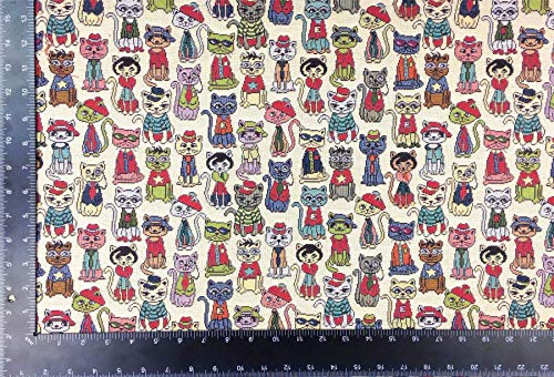 New World Cats High Quality Tapestry Fabric Material Sold by The Metre