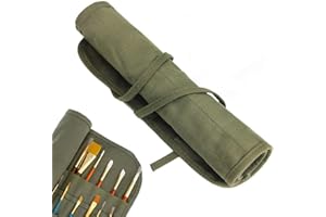 ZAMXHUG Porta Pennelli da Pittura in Tela Arrotolabile con 22 Scomparti per Pennelli a Olio e da Artista