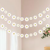 JJUNW 3 Pack Boho Daisy Bunting Banner Party Favors Paper Cutouts for Indoor Outdoor Girls Shower/Birthday Parties