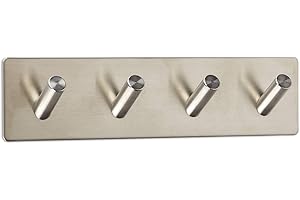 Wandhaken ADRA 4-fach (Hakenleiste) 180 x 45 x 29 mm selbstklebend 3M Edelstahl rostfrei für Küche & Bad Klebehaken Garderobenhaken von SO-TECH®