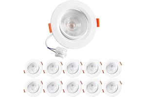 Vlio LED Spot Lights 24mm Ultra Slim, 5W 460lm LED Downlights, Cool White 6000K LED Recessed Ceiling Lights, Non-Dimmable IP20 Waterproof Bathroom Spotlights, Cutout Ø75-85mm, 10 Pack