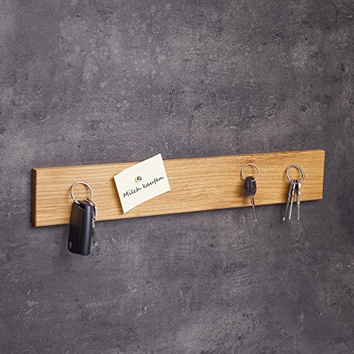 Magnet Schlüsselbrett Holz Schlüsselkasten Schlüsselhalter magnetisch Eiche 45cm
