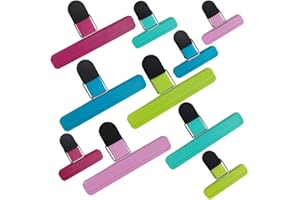 DOULEIN Clip per Cibo, 10 Pezzi Clip per Sacchetti di Plastica per Alimenti, Clips di Sigillamento per Caffè, Patate e Cibo - 5 Colori, 2 Misure