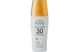 Corine de Farme Lait Hydratant Bronze SPF 30 - Protection Solaire Indice SPF 30 Enrichie au Monoï de Tahiti - Contient un Activateur de Bronzage - Hydrate, Protège et Satine la Peau 150 ml