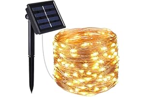 Ztoone Solar Powered String Lights, LED Copper Wire Lights, Fairy Lights, Indoor/Outdoor Waterproof Solar Decoration Lights for Gardens, Home, Dancing, Party, Christmas (10M)