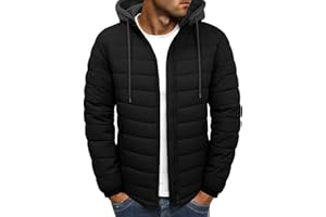 Xnova Chaqueta Acolchada Hombre Invierno Ligera Impermeable Cazadoras Entretiempo con Cremallera Chaquetas Softshell de Plumas Plumiferos Sudadera con Capucha Desmontable