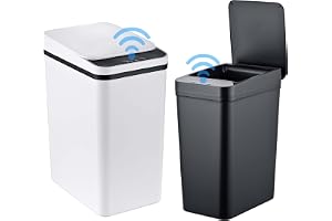 Relaxdays papperskorgar med sensor, 2-pack, 9 l och 15 l, svart
