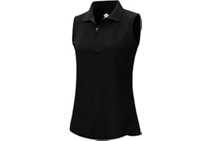 AjezMax Polo Femme sans Manches avec 1/4 Zipper d'été Sport Débardeur Golf Tennis Tops Gym Yoga T Shirt