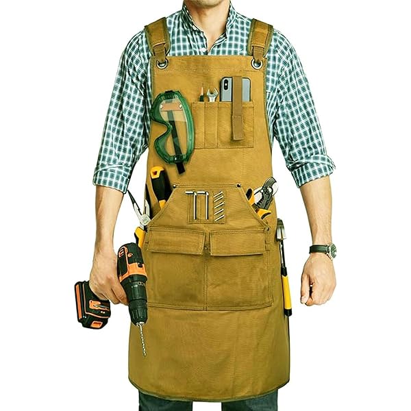 Grembiule da lavoro in tela con 3 tasche portautensili - Barista