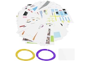 ZBHDEYG 50 fogli di stampa 3D, 2 pezzi di materiali di consumo per penne di stampa 3D, modello per accessori per penne 3D, modello per libri a righe 3D